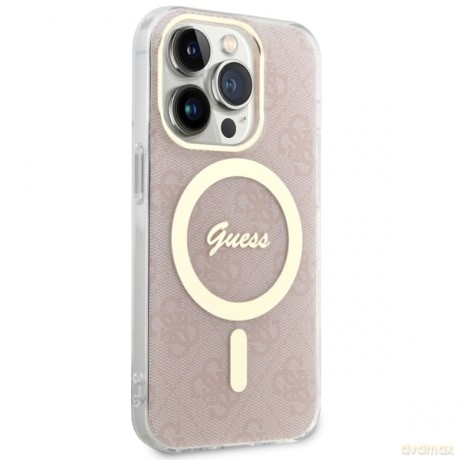 Guess nakładka do iPhone 14 Pro 6,1" GUHMP14LH4STP różowa hardcase Magsafe IML 4G