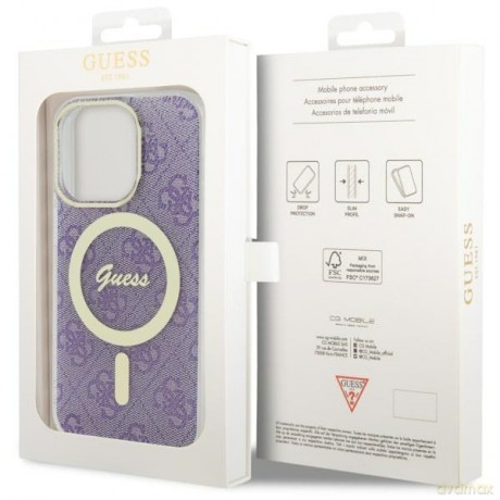 Guess nakładka do iPhone 14 Pro 6,1" GUHMP14LH4STU purpurowa hard case 4G MagSafe