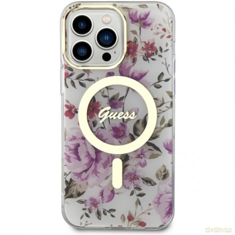 Guess nakładka do iPhone 14 Pro 6,1" GUHMP14LHCFWST transparentna hardcase Magsafe IML Flower