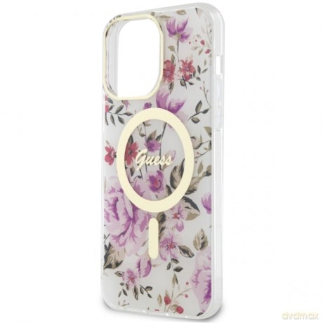Guess nakładka do iPhone 14 Pro 6,1" GUHMP14LHCFWST transparentna hardcase Magsafe IML Flower
