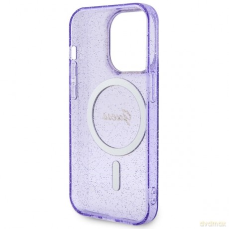 Guess nakładka do iPhone 14 Pro 6,1" GUHMP14LHCMCGU fioletowa hardcase Magsafe IML Glitter Gold