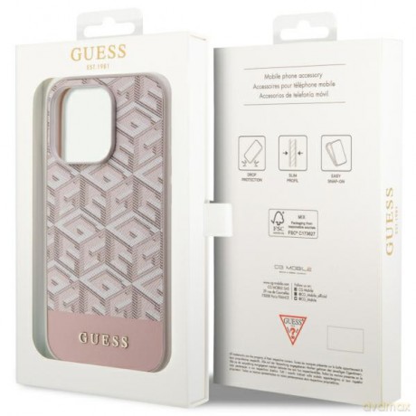 Guess nakładka do iPhone 14 Pro 6,1" GUHMP14LHGCFSEP różowa hard case GCube Stripes MagSafe