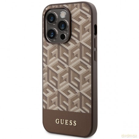 Guess nakładka do iPhone 14 Pro 6,1" GUHMP14LHGCFSEW brązowa hard case GCube Stripes MagSafe