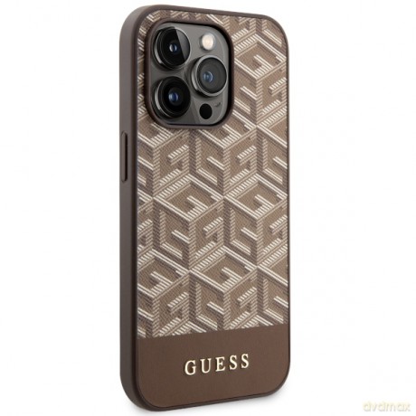 Guess nakładka do iPhone 14 Pro 6,1" GUHMP14LHGCFSEW brązowa hard case GCube Stripes MagSafe