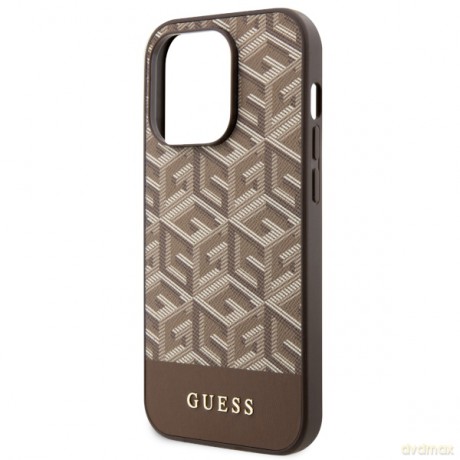 Guess nakładka do iPhone 14 Pro 6,1" GUHMP14LHGCFSEW brązowa hard case GCube Stripes MagSafe