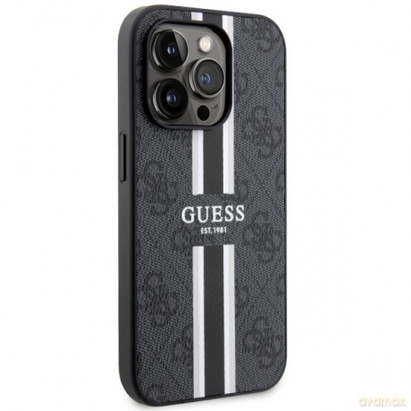 Guess nakładka do iPhone 14 Pro 6,1" GUHMP14LP4RPSK czarna hard case 4G Printed Stripes MagSafe