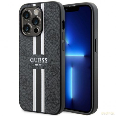 Guess nakładka do iPhone 14 Pro 6,1" GUHMP14LP4RPSK czarna hard case 4G Printed Stripes MagSafe