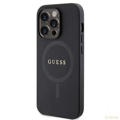 Guess nakładka do iPhone 14 Pro 6,1" GUHMP14LPSAHMCK czarna HC PU Saffiano Magsafe