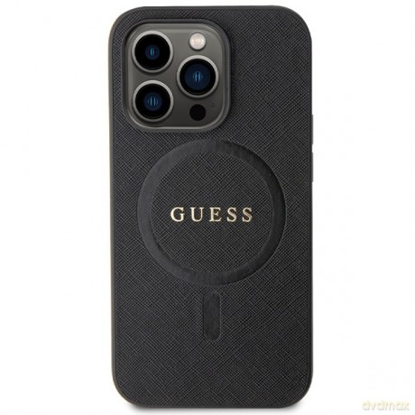 Guess nakładka do iPhone 14 Pro 6,1" GUHMP14LPSAHMCK czarna HC PU Saffiano Magsafe