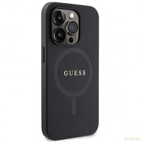 Guess nakładka do iPhone 14 Pro 6,1" GUHMP14LPSAHMCK czarna HC PU Saffiano Magsafe