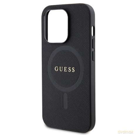 Guess nakładka do iPhone 14 Pro 6,1" GUHMP14LPSAHMCK czarna HC PU Saffiano Magsafe