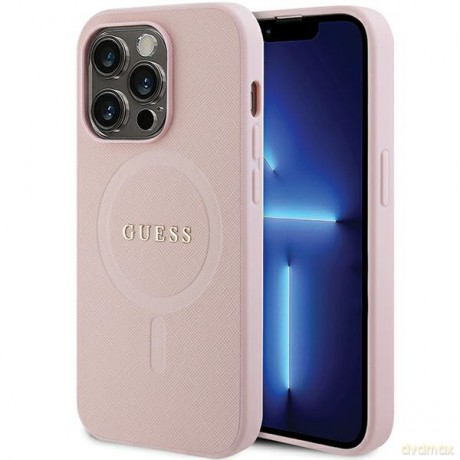 Guess nakładka do iPhone 14 Pro 6,1" GUHMP14LPSAHMCP różowa Saffiano Magsafe