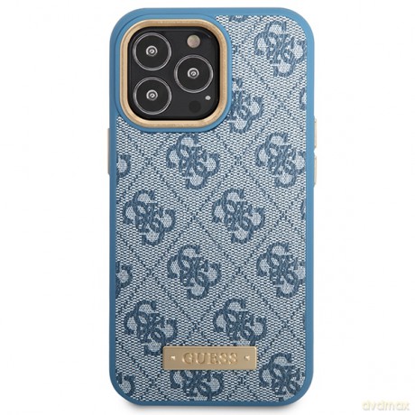 Guess nakładka do iPhone 14 Pro 6,1" GUHMP14LU4GPRB niebieska hard case 4G Logo Plate MagSafe