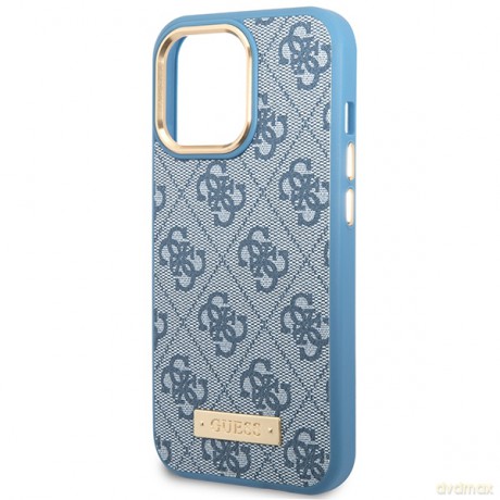 Guess nakładka do iPhone 14 Pro 6,1" GUHMP14LU4GPRB niebieska hard case 4G Logo Plate MagSafe