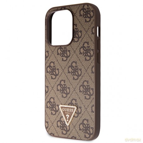 Guess nakładka do iPhone 14 Pro 6,7" GUHCP14LP4TDSCPW brązowa HC PU Leather Metal Logo Strass Crossbody