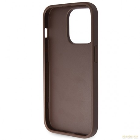 Guess nakładka do iPhone 14 Pro 6,7" GUHCP14LP4TDSCPW brązowa HC PU Leather Metal Logo Strass Crossbody