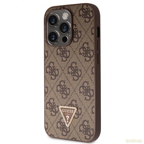 Guess nakładka do iPhone 14 Pro 6,7" GUHCP14LP4TDSCPW brązowa HC PU Leather Metal Logo Strass Crossbody