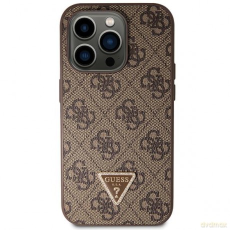 Guess nakładka do iPhone 14 Pro 6,7" GUHCP14LP4TDSCPW brązowa HC PU Leather Metal Logo Strass Crossbody