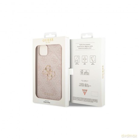 Guess nakładka do iPhone 14 Pro Max 6,7" GUHCP14X4GMGPI różowa PU Leather 4G Big Metal Logo