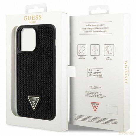 Guess nakładka do iPhone 14 Pro Max 6,7" GUHCP14XHDGTPK czarna hardcase Rhinestone Triangle