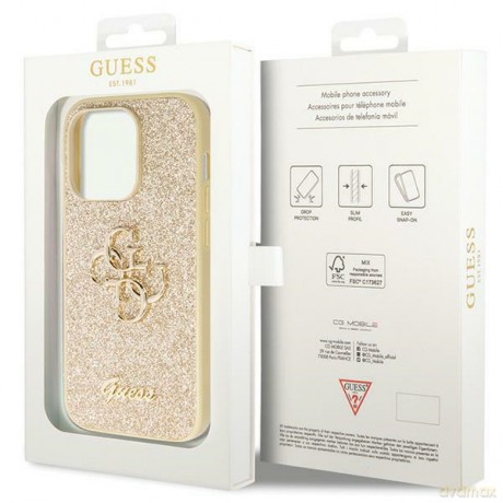 Guess nakładka do iPhone 14 Pro Max 6,7" GUHCP14XHG4SGD złota HC Fixed Glitter Big 4G