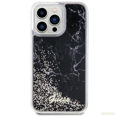 Guess nakładka do iPhone 14 Pro Max 6,7" GUHCP14XLCSGSGK czarna hard case Liquid Glitter Marble