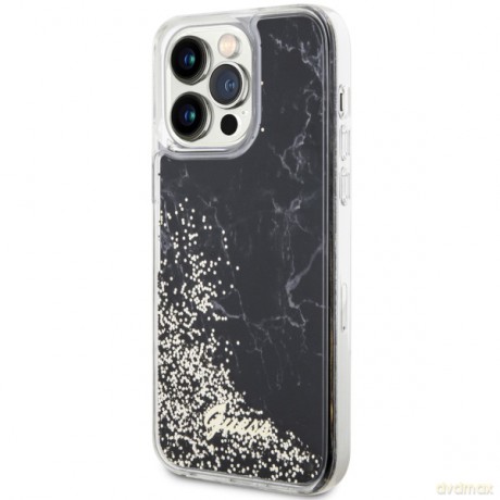 Guess nakładka do iPhone 14 Pro Max 6,7" GUHCP14XLCSGSGK czarna hard case Liquid Glitter Marble