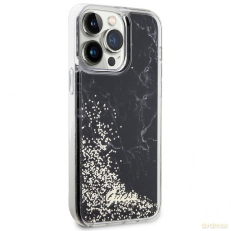 Guess nakładka do iPhone 14 Pro Max 6,7" GUHCP14XLCSGSGK czarna hard case Liquid Glitter Marble