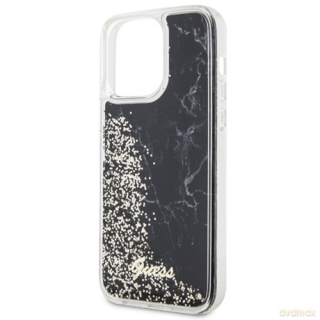 Guess nakładka do iPhone 14 Pro Max 6,7" GUHCP14XLCSGSGK czarna hard case Liquid Glitter Marble