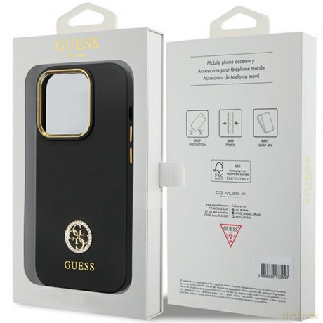 Guess nakładka do iPhone 14 Pro Max 6,7" GUHCP14XM4DGPK czarna HC Silicone Logo Strass 4G