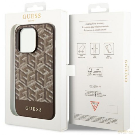 Guess nakładka do iPhone 14 Pro Max 6,7" GUHMP14XHGCFSEW brązowa hard case GCube Stripes MagSafe