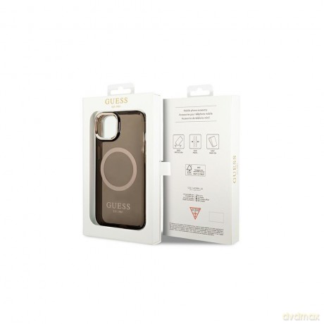 Guess nakładka do iPhone 14 Pro Max 6,7" GUHMP14XHTCMK czarna HC Magsafe Gold Outline Translucent