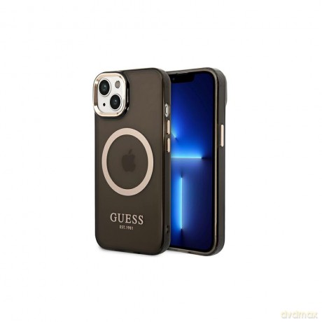 Guess nakładka do iPhone 14 Pro Max 6,7" GUHMP14XHTCMK czarna HC Magsafe Gold Outline Translucent
