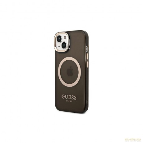 Guess nakładka do iPhone 14 Pro Max 6,7" GUHMP14XHTCMK czarna HC Magsafe Gold Outline Translucent