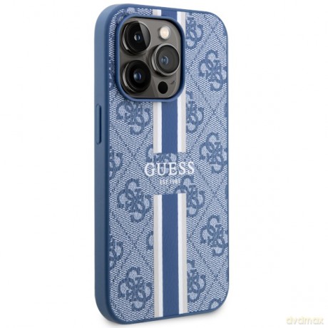 Guess nakładka do iPhone 14 Pro Max 6,7" GUHMP14XP4RPSB niebieska hardcase Magsafe 4G Printed Stripes