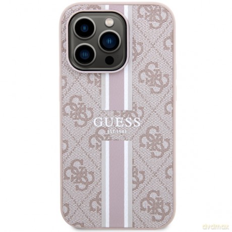 Guess nakładka do iPhone 14 Pro Max 6,7" GUHMP14XP4RPSP pink harcase Magsafe 4G Printed Stripes