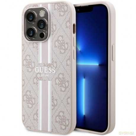 Guess nakładka do iPhone 14 Pro Max 6,7" GUHMP14XP4RPSP pink harcase Magsafe 4G Printed Stripes
