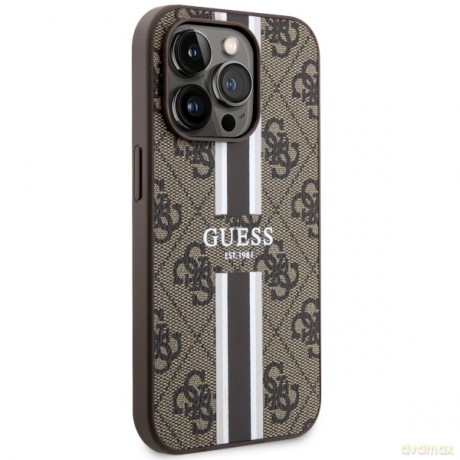 Guess nakładka do iPhone 14 Pro Max 6,7" GUHMP14XP4RPSW brązowa harcase Magsafe 4G Printed Stripes