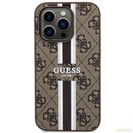 Guess nakładka do iPhone 14 Pro Max 6,7" GUHMP14XP4RPSW brązowa harcase Magsafe 4G Printed Stripes