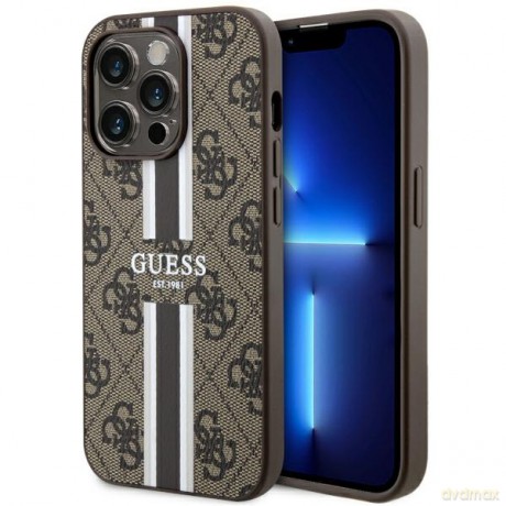 Guess nakładka do iPhone 14 Pro Max 6,7" GUHMP14XP4RPSW brązowa harcase Magsafe 4G Printed Stripes