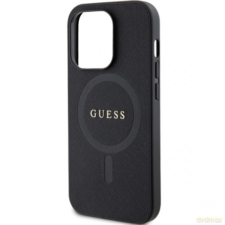 Guess nakładka do iPhone 14 Pro Max 6,7" GUHMP14XPSAHMCK czarna HC PU Saffiano Magsafe