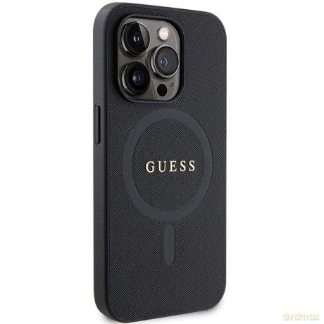 Guess nakładka do iPhone 14 Pro Max 6,7" GUHMP14XPSAHMCK czarna HC PU Saffiano Magsafe