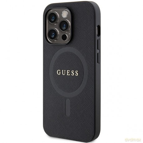Guess nakładka do iPhone 14 Pro Max 6,7" GUHMP14XPSAHMCK czarna HC PU Saffiano Magsafe