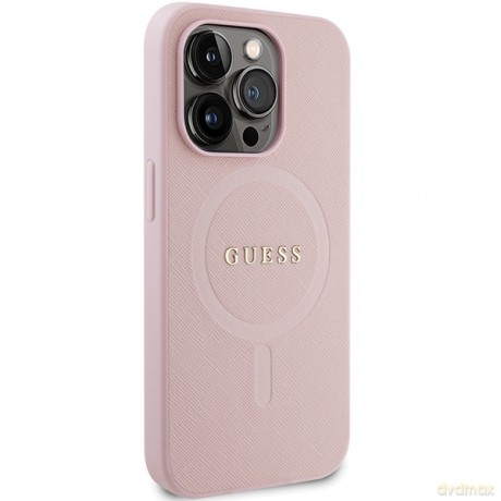 Guess nakładka do iPhone 14 Pro Max 6,7" GUHMP14XPSAHMCP różowa Saffiano Magsafe