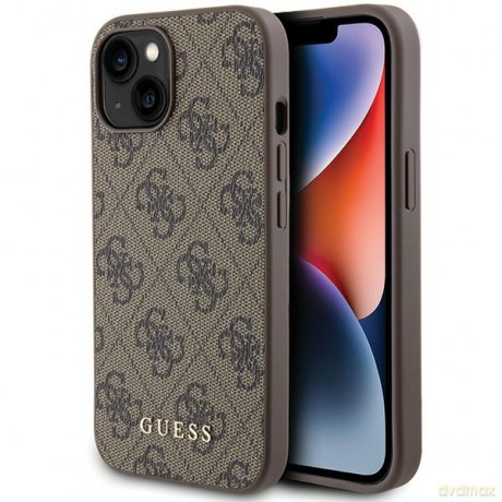 Guess nakładka do iPhone 15 6,1" GUHCP15SG4GFBR brązowa HC PU 4G Metal Logo