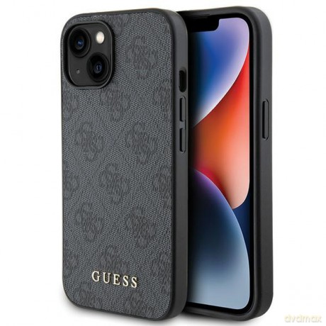 Guess nakładka do iPhone 15 6,1" GUHCP15SG4GFGR szara HC PU 4G Metal Logo