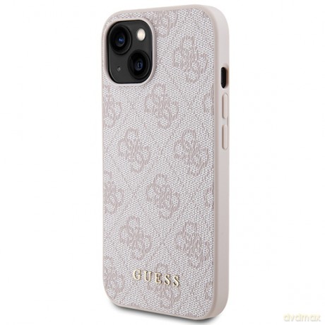 Guess nakładka do iPhone 15 6,1" GUHCP15SG4GFPI różowe HC PU 4G Metal Logo
