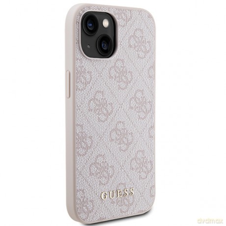 Guess nakładka do iPhone 15 6,1" GUHCP15SG4GFPI różowe HC PU 4G Metal Logo