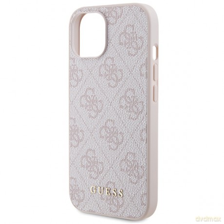 Guess nakładka do iPhone 15 6,1" GUHCP15SG4GFPI różowe HC PU 4G Metal Logo