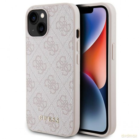 Guess nakładka do iPhone 15 6,1" GUHCP15SG4GFPI różowe HC PU 4G Metal Logo